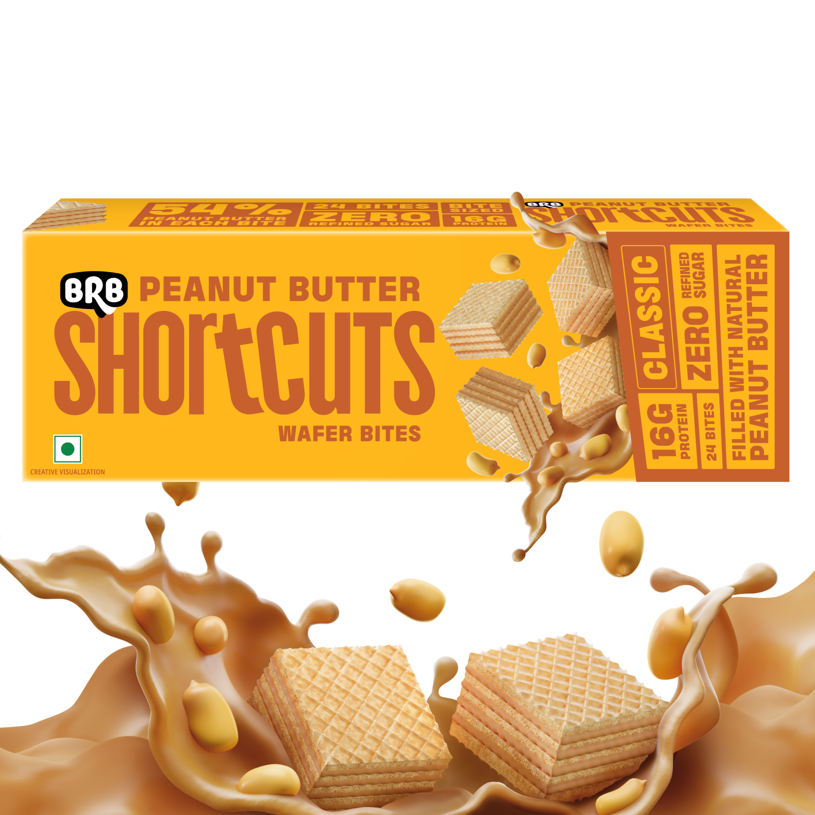 BRB Shortcuts - Protein Wafer Bites | Classic Flavour | 16g Protein | Filled With Natural Peanut Butter | Zero Refined Sugar, No Palm Oil, Healthy Snack | 100g Box