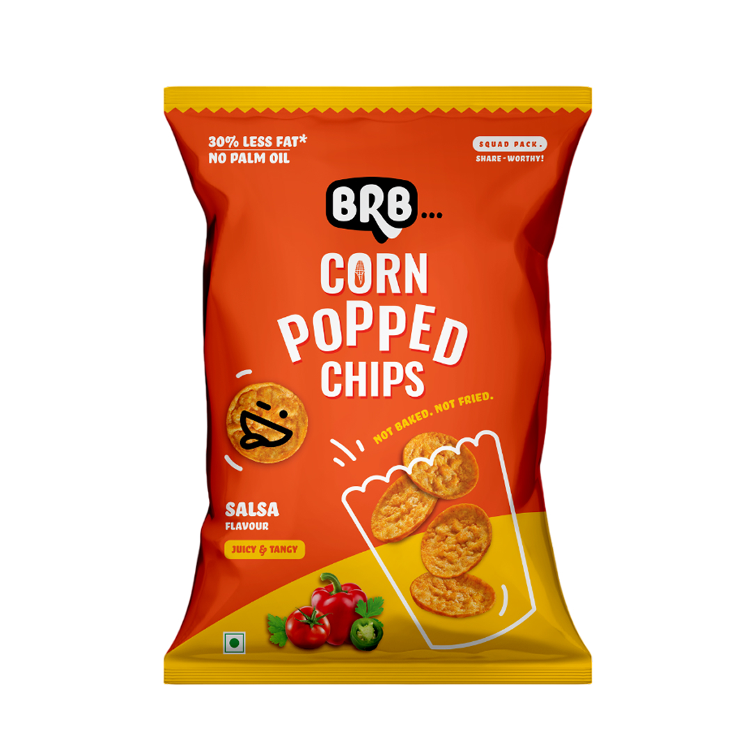 BRB Corn Popped Chips | Salsa - Flavour | Not Fried. Not Baked | 30% Less Oil, No Palm Oil, Healthy Snack | 51g